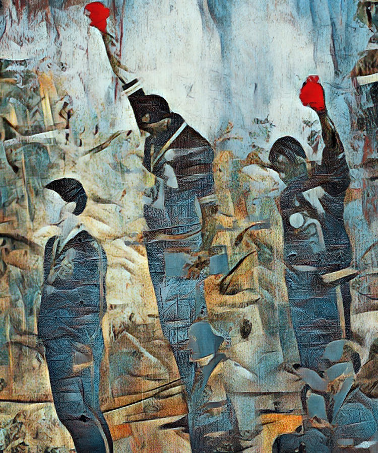 1968 Olympics Black Power salute Painting 2 Painting by Tony Rubino
