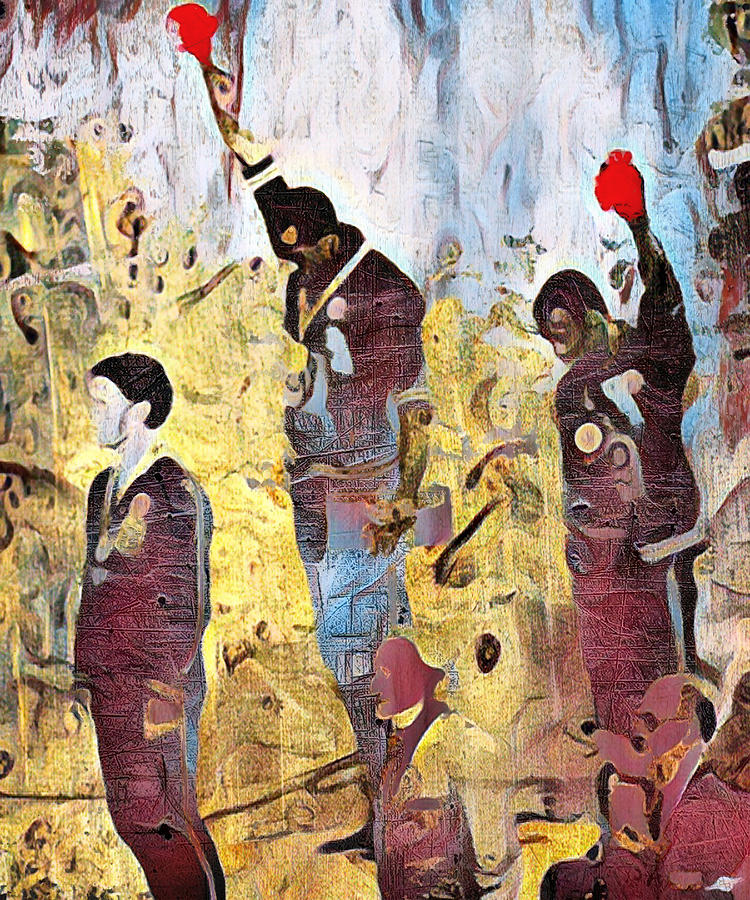 1968 Olympics Black Power salute Painting 6 Painting by Tony Rubino