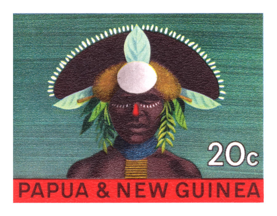 1968 Papua New Guinea Headress 20c Postage Stamp Digital Art by Retro ...