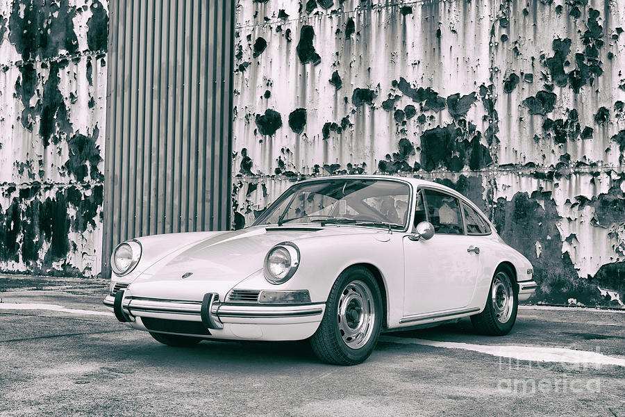 Car Photograph - 1968 Porsche at Bicester Heritage Monochrome by Tim Gainey