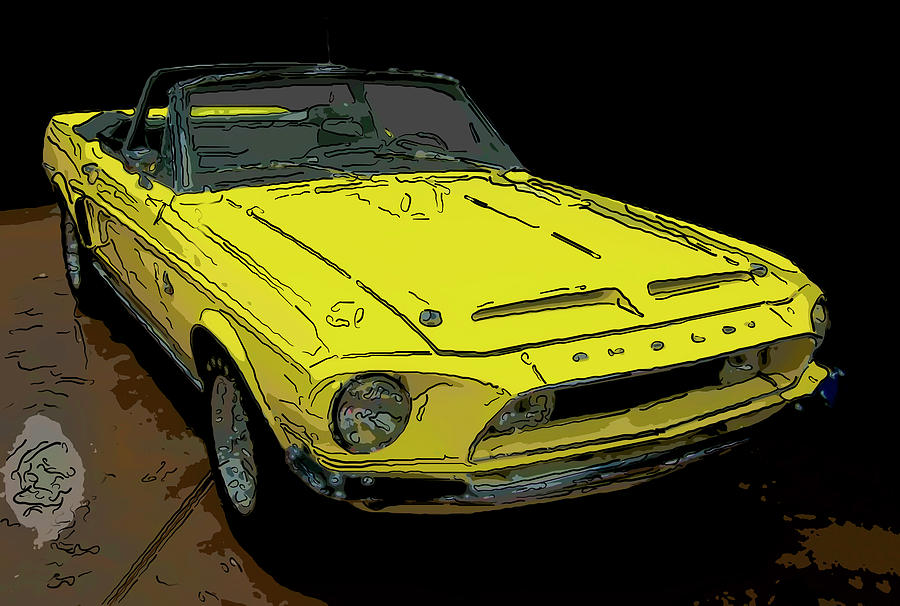 1968 shelby GT500KR digial drawing Drawing by Flees Photos