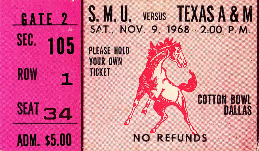 1968 SMU Football Ticket Mixed Media by Row One Brand