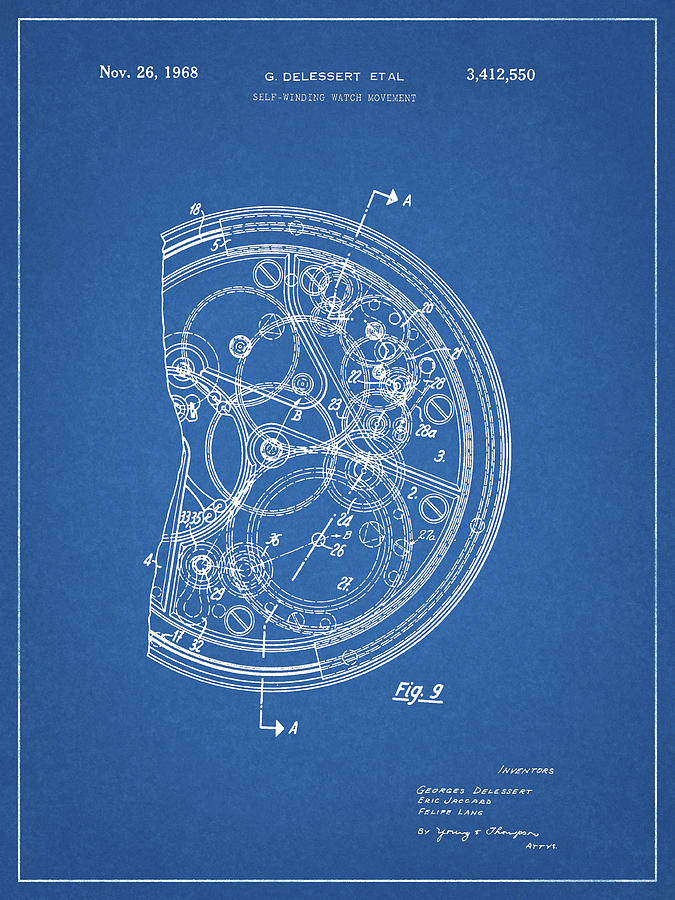 1968 Spring Winding Watch Patent Drawing
