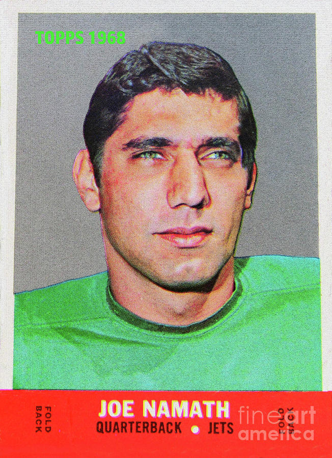 1968 Topps Joe Namath Football Card Fold Back Mixed Media