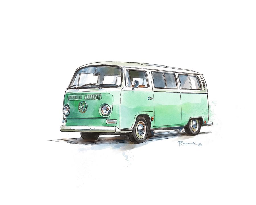 1968 VW Bus Digital Art by Ramona Kurten