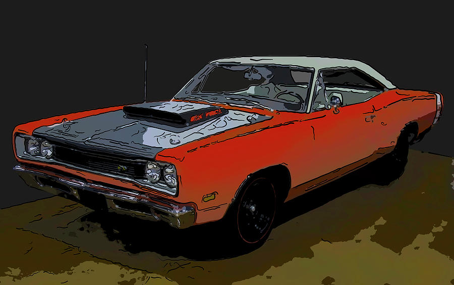 1969 1/2 Dodge Coronet A12 Superbee Digital drawing Drawing by Flees Photos