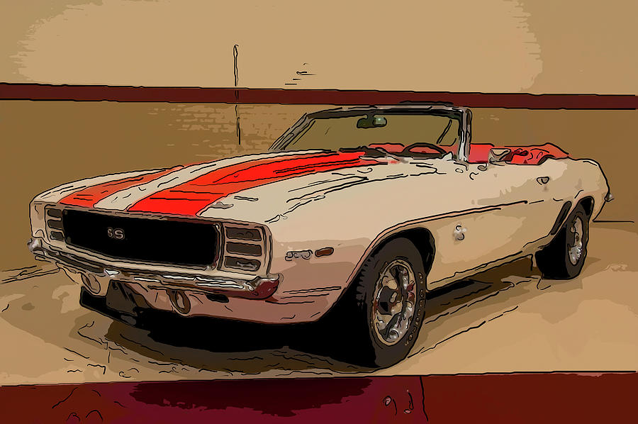 1969 Chevy Camaro RS/SS digital drawing Drawing by Christopher Flees