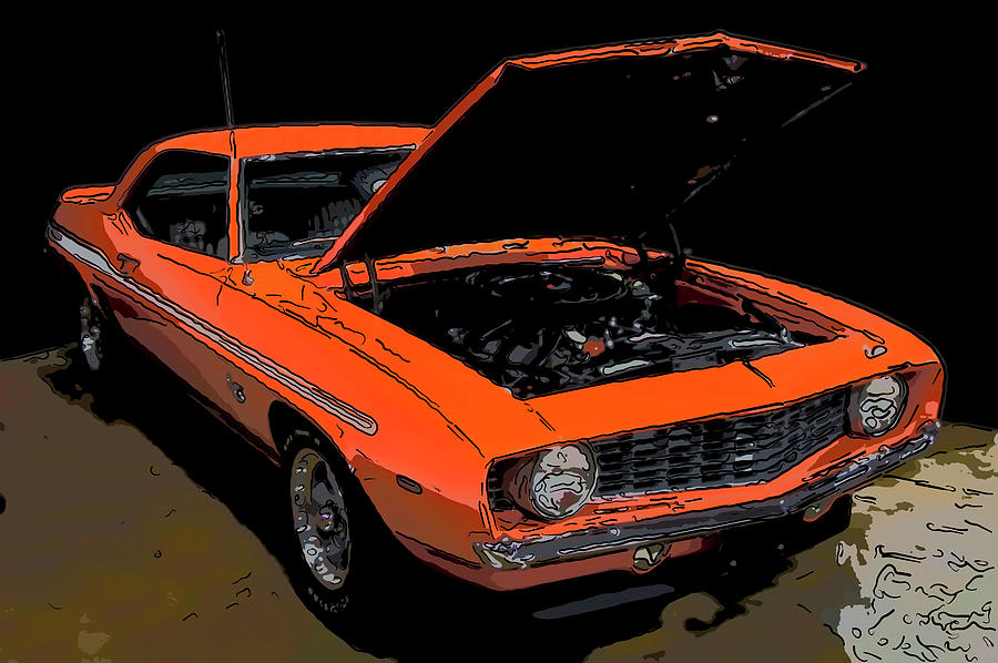 Chevy Drawing - 1969 Chevy Yenko Camaro SC Digital drawing by Flees Photos