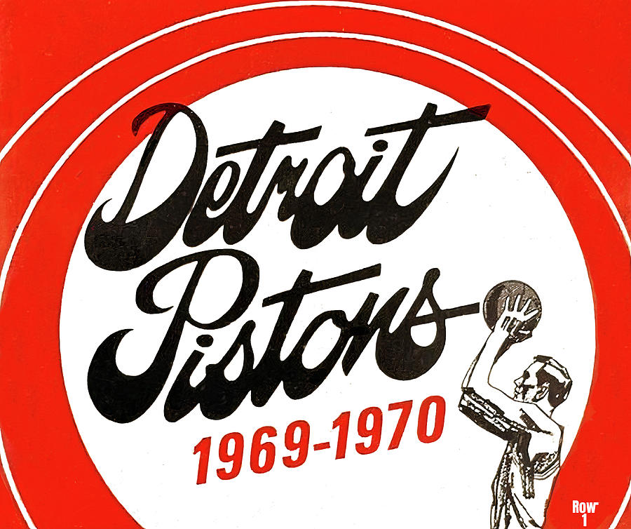 1969 Detroit Pistons Basketball Art Mixed Media by Row One Brand