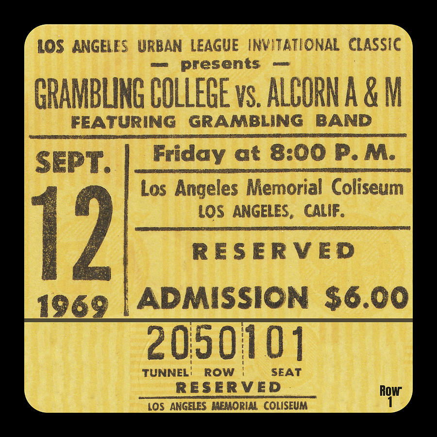 1969 Grambling vs. Alcorn AM Football Ticket Art Mixed Media by Row One Brand