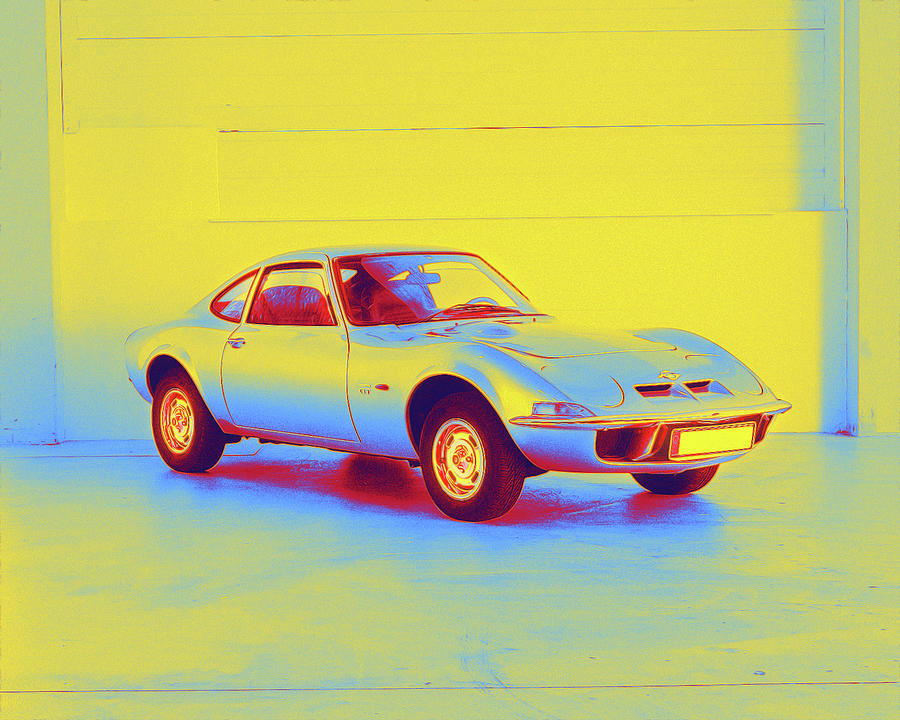 1969 Opel GT 1900 A-L 3  - Neon Colored Digital Art by Celestial Images