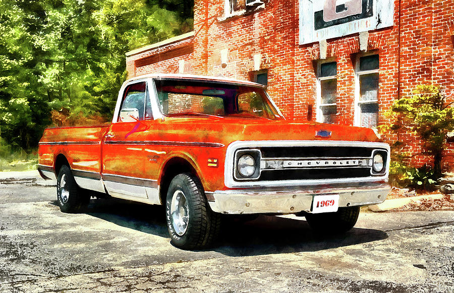 Truck Photograph - 1969 Orange Chevy Pickup by Betty Denise