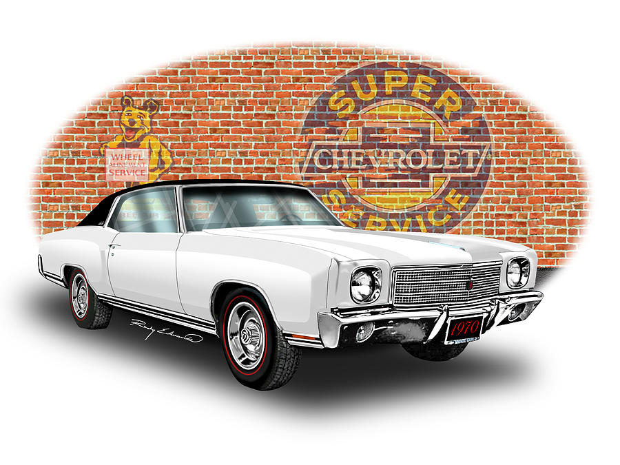 1970 Chevrolet Monte Carlo White with Black Vinyl Top Super Service