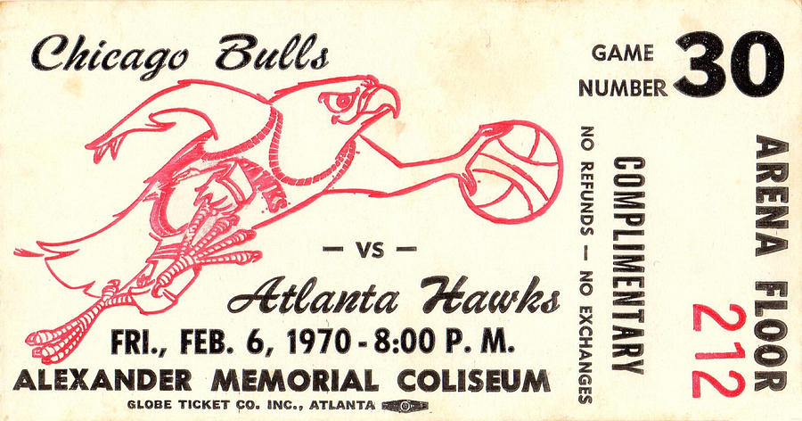 1970 Chicago Bulls vs. Atlanta Hawks Mixed Media by Row One Brand