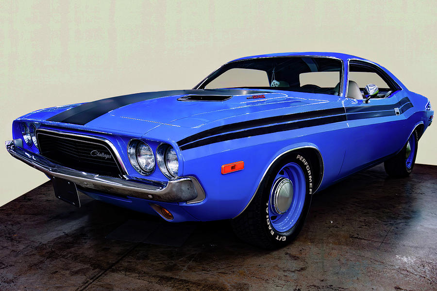1970 Dodge Challenger - Blue Photograph by Flees Photos