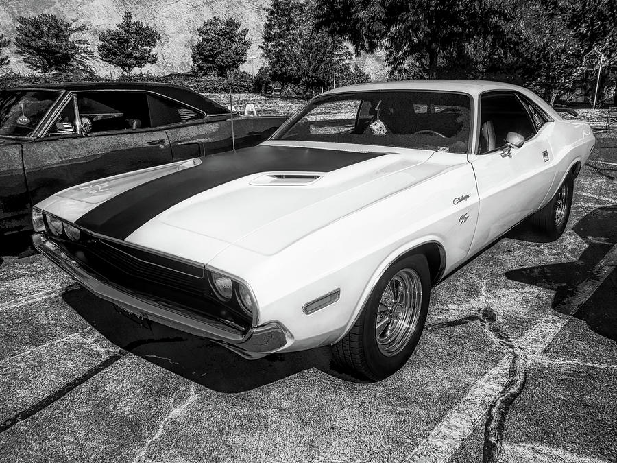 1970 Dodge Challenger Front Bw Photograph by DK Digital