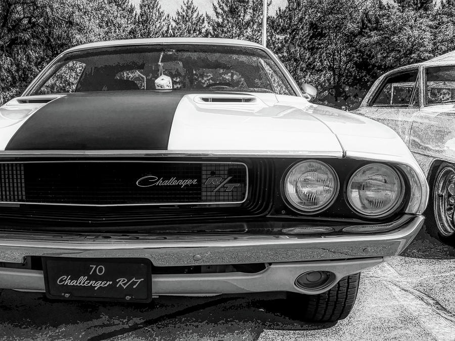 1970 Dodge Challenger Grill Bw Photograph by DK Digital