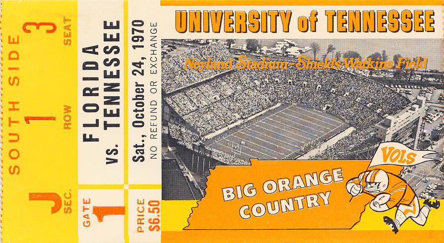 1970 Florida vs. Tennessee Drawing by Row One Brand