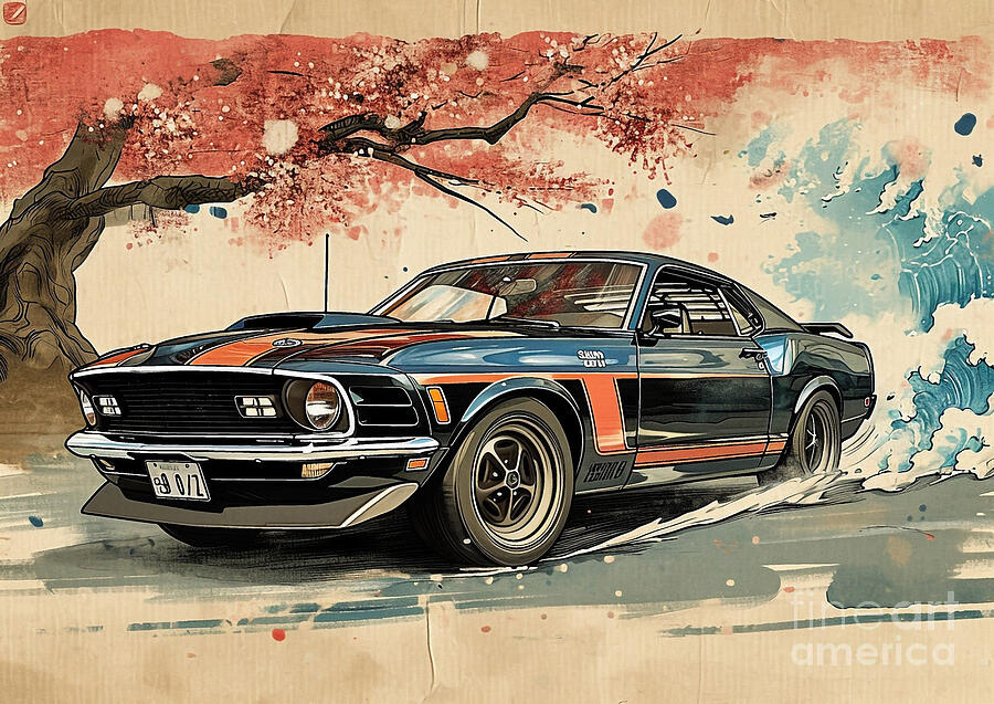 1970 Ford Mustang Shelby Gt500 Muscle Car Drawing By Destiney Sullivan Fine Art America 8778