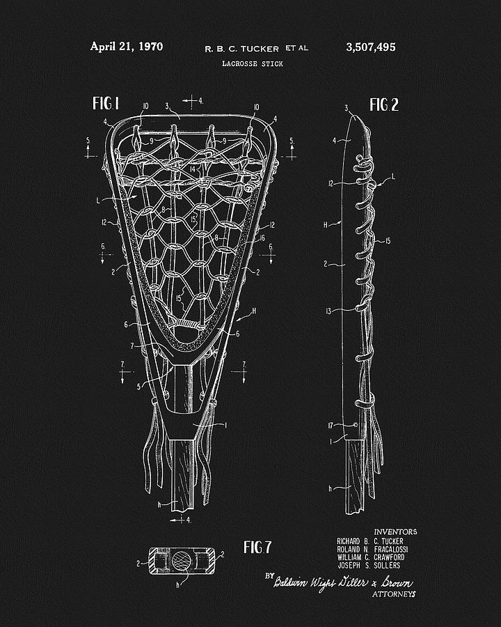 Sports Drawing - 1970 Lacrosse Stick Patent by Dan Sproul