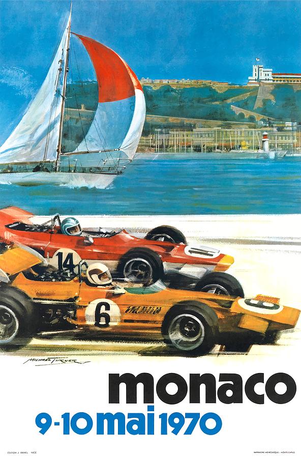 Monaco Grand Prix Digital Art - 1970 Monaco Grand Prix Race Advertising Poster  by Retrospective Collective