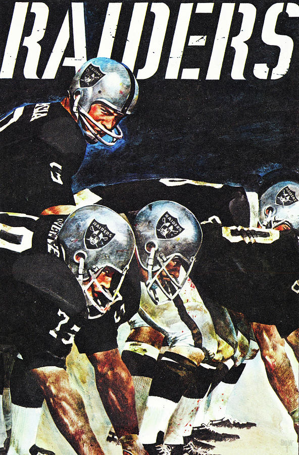 1970 Oakland Raiders Merv Corning Art Mixed Media by Row One Brand