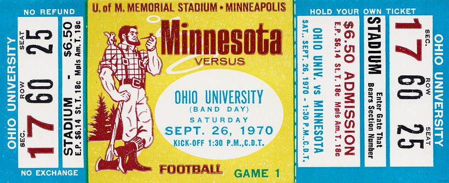 1970 Ohio vs. Minnesota Mixed Media by Row One Brand