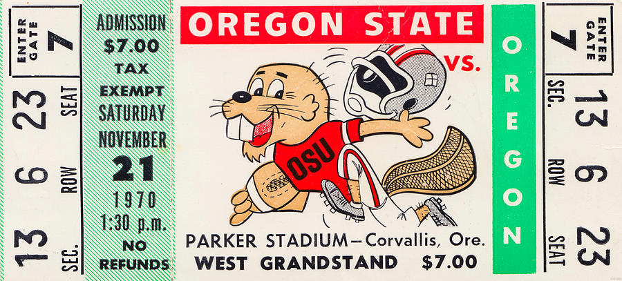 1970 Oregon State vs. Oregon Mixed Media by Row One Brand