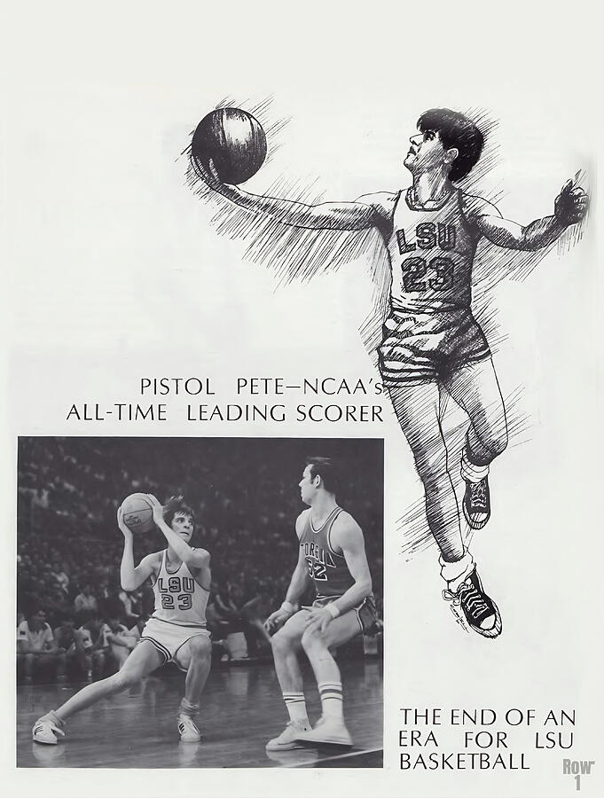 1970 Pistol Pete Maravich Art Mixed Media by Row One Brand