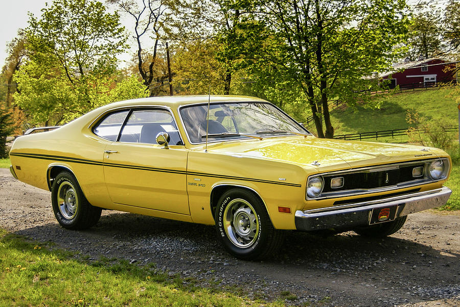 1970 Plymouth Duster 340 - Lemon Twist Photograph by Photos by Thom - Musclecar Art