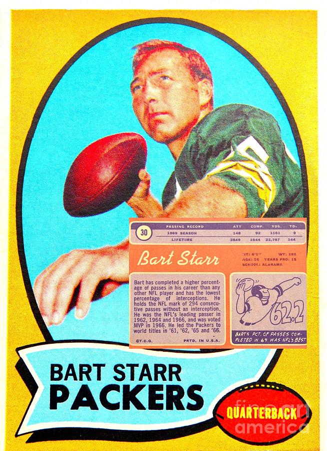 1970 Topps Bart Star Football Card Front / Back Mixed Media