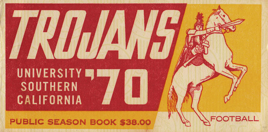 1970 USC Trojans Football Season Ticket Book Mixed Media by Row One Brand