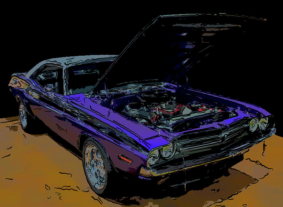 Dodge Drawing - 1971 Dodge Challenger R/T digital Oil by Flees Photos