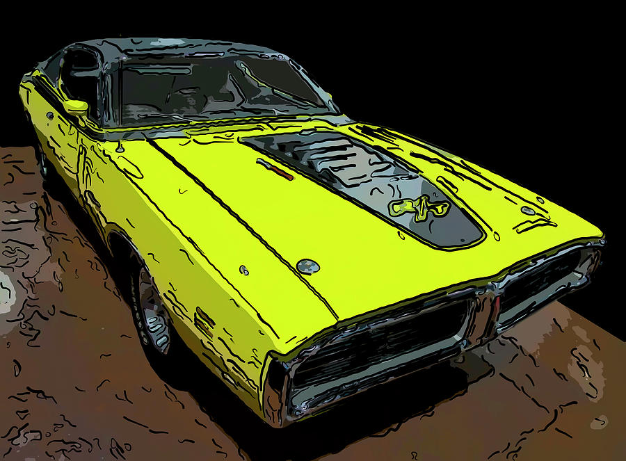 Dodge Charger Drawing - 1971 Dodge Charger RT Digital drawing by Flees Photos