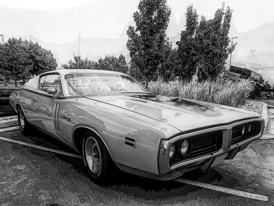 1971 Dodge Charger RT Front Bw Photograph by DK Digital