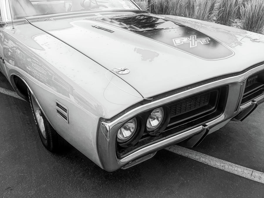 1971 Dodge Charger RT Front Corner Bw Photograph by DK Digital