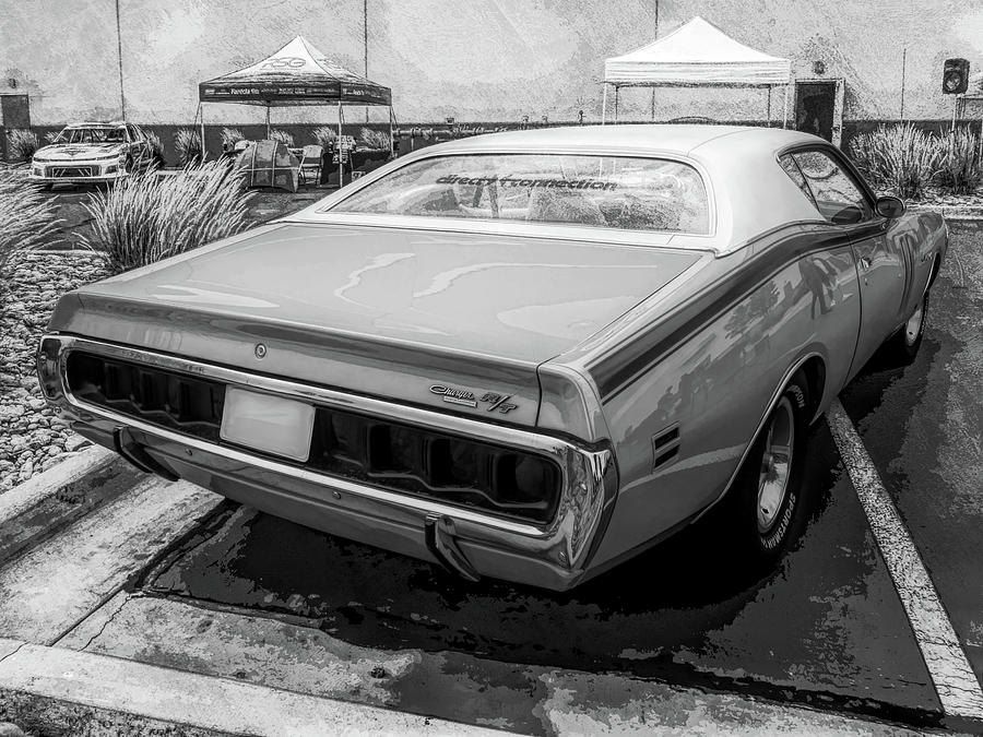 1971 Dodge Charger RT Rear Bw Photograph by DK Digital