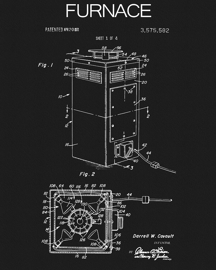 Furnace Drawing - 1971 Furnace Patent by Dan Sproul