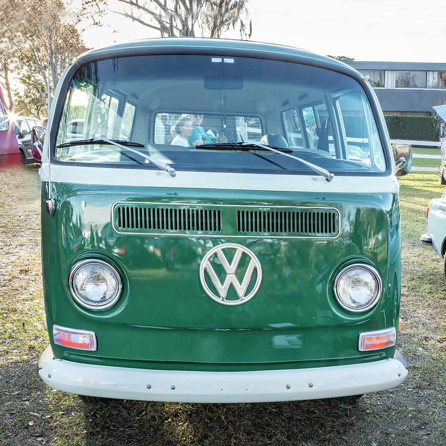 1971 Green Volkswagen Bus Van Station Wagon Transporters X104 Photograph by Rich Franco