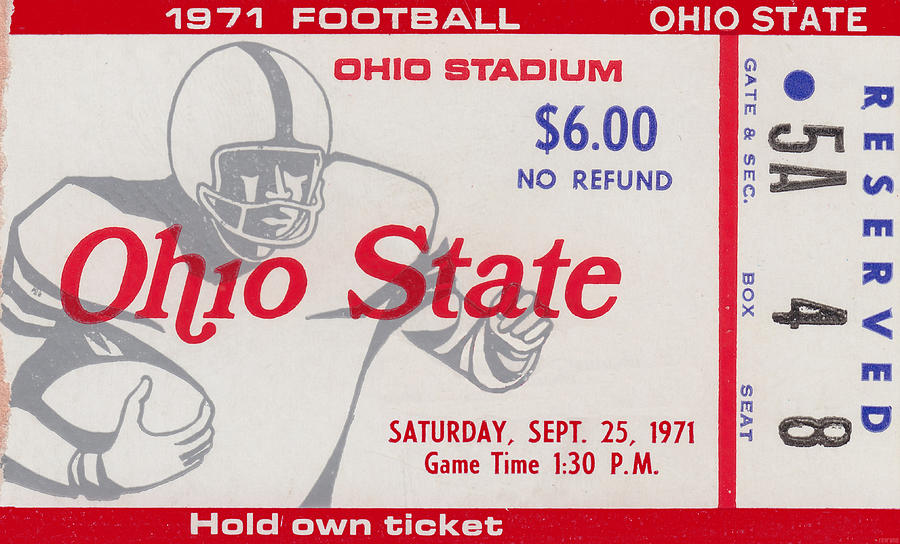 1971 Ohio State Buckeyes Football Ticket Art Mixed Media by Row One Brand