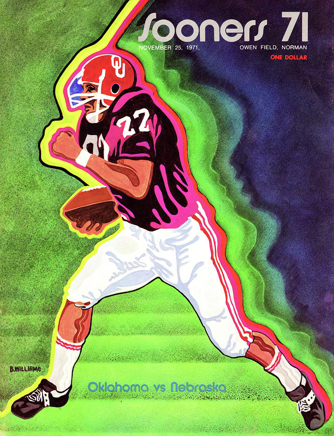 1971 Oklahoma vs. Nebraska Football Program Cover Art Mixed Media by Row One Brand