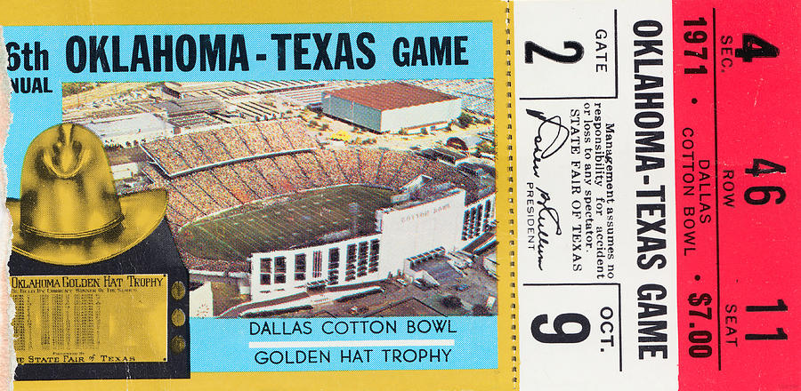 1971 Oklahoma vs. Texas Mixed Media by Row One Brand