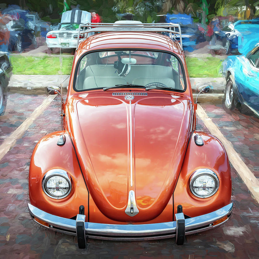 1971 Orange Volkswagen Wolfsburg Crest Beetle X121 Photograph by Rich Franco