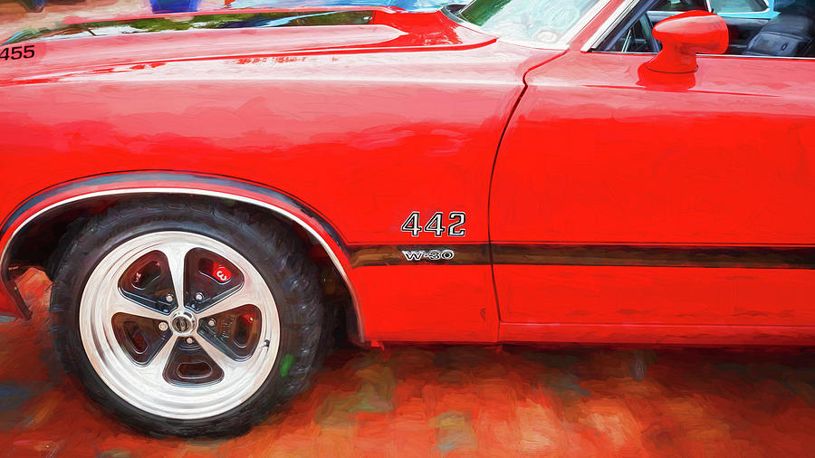1971 Red Oldsmobile 442 W30  X111 Photograph by Rich Franco