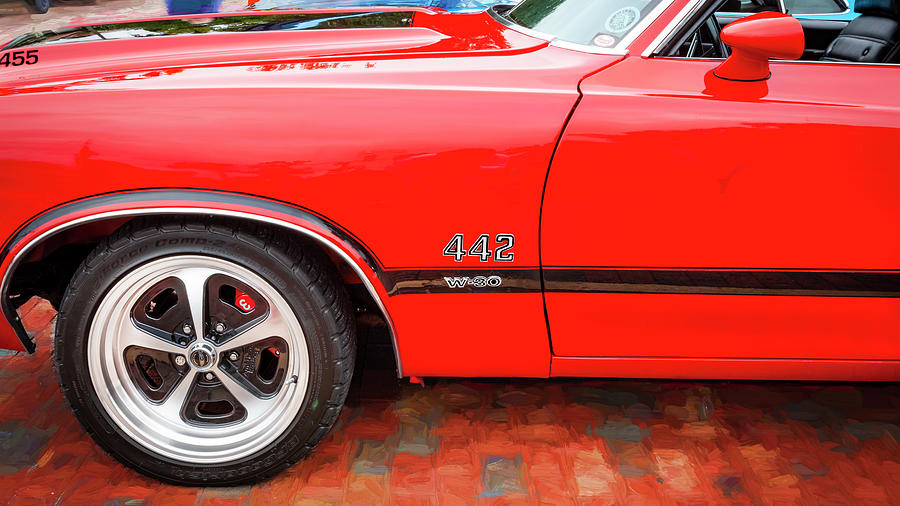 1971 Red Oldsmobile 442 W30  X115 Photograph by Rich Franco