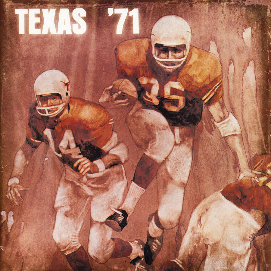 1971 Texas Football Art Mixed Media by Row One Brand