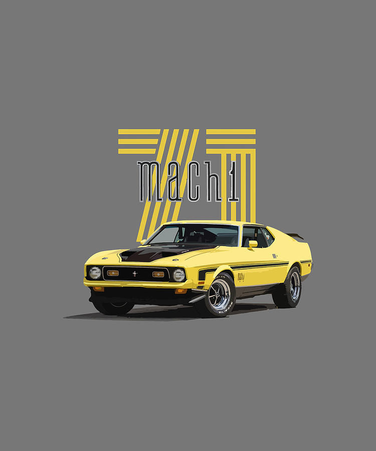 1971 Yellow Mustang Mach 1 Muscle Car Digital Art by Kha Dieu Vuong ...