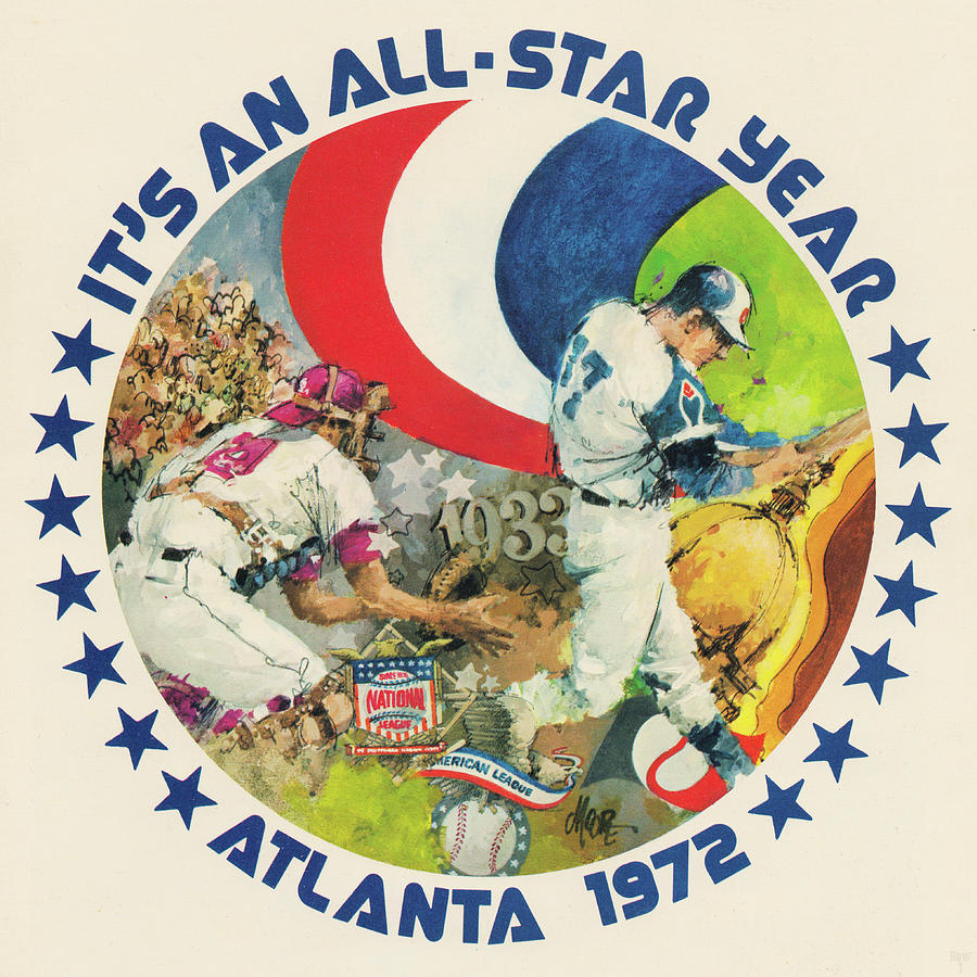 1972 All-Star Game Baseball Art Mixed Media by Row One Brand