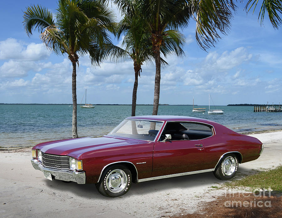 1972 Chevelle on Useppa Beach Photograph by Ron Long