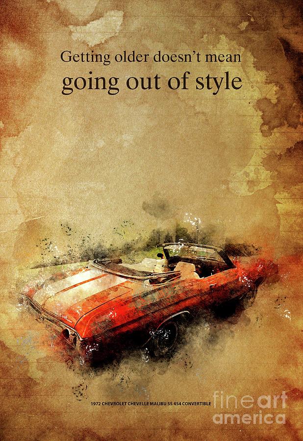 1972 Chevrolet Chevelle Malibu Ss 454 Convertible Artwork,car Funny Quote Drawing